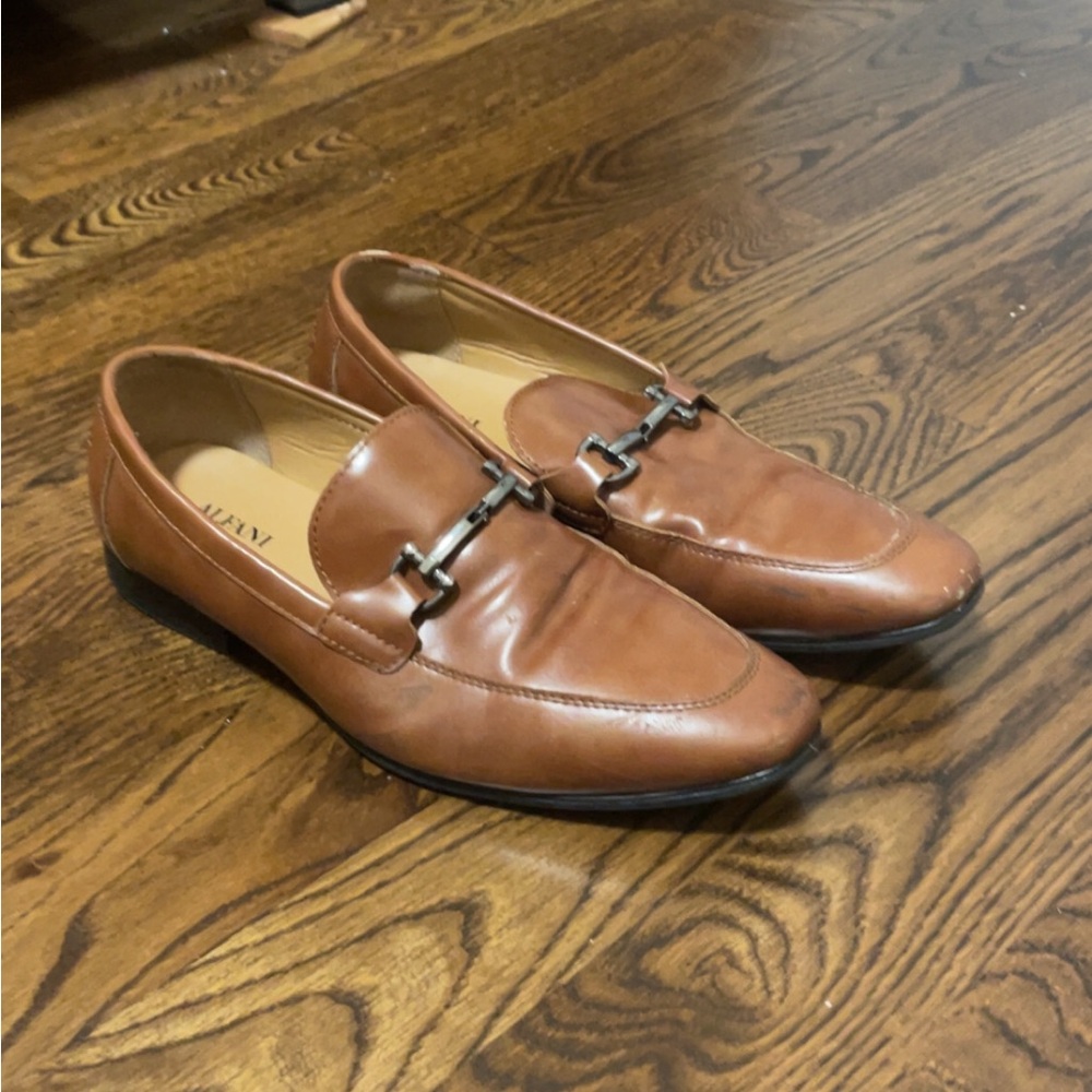Alfani Brown Leather Loafers with Horsebit Detail